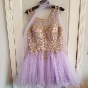 Lavender Prom Dress with Scarf